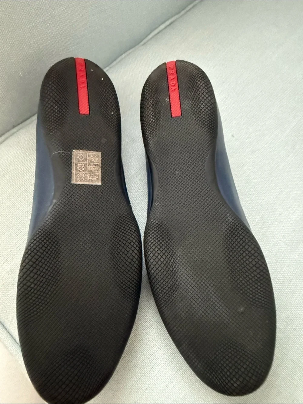 Prada Navy Leather Mary Jane Ballet Flats